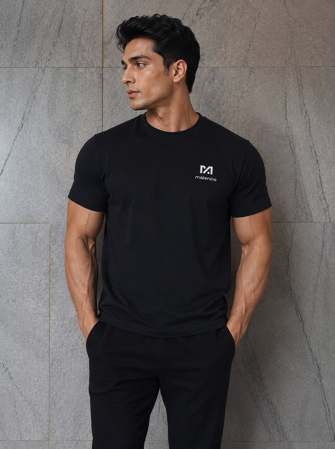 Malencio Signature Crew-Neck T-Shirt — Black