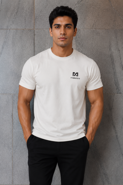 Malencio Signature Crew-Neck T-Shirt — Off White