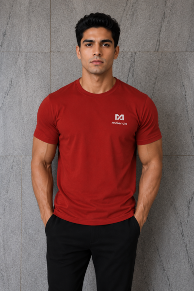 Malencio Signature Crew-Neck T-Shirt — Dark Red